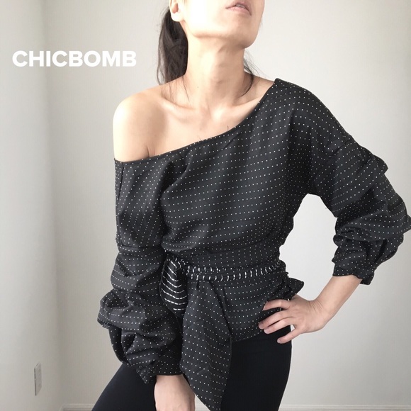 Black Polka Dots Sexy Chic Wrap Top - LAST PC - Picture 5 of 8